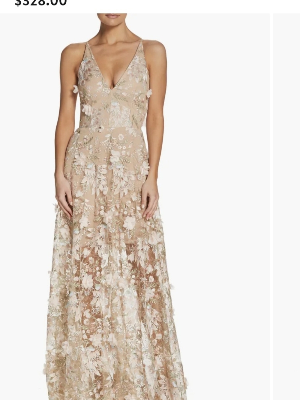 Dress the Population Blush Floral Appliqué V-Neck Maxi Dress